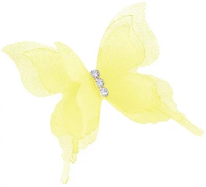 Декоративные бабочки Шифоновые, трехслойные, клеевые точки в компл, Желтый, 4,5*5 см, 10 шт.