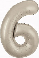 Ag (40''/102 см) Цифра, 6 Slim, Кремовый, Сатин, 1 шт. в упак.