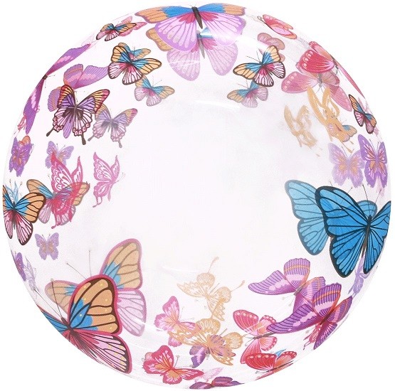 Fa (20"/51 см) Сфера 3D, Deco Bubble, Бабочки, Прозрачный, 1 шт. в упак.