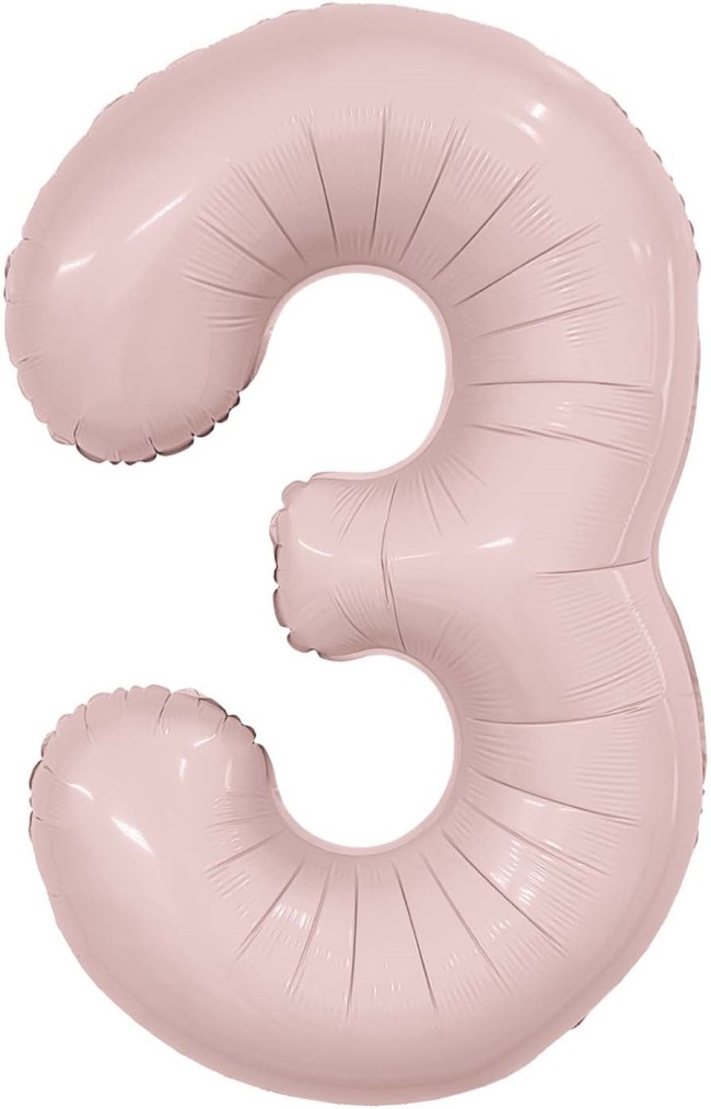 Ag (40''/102 см) Цифра, 3, Slim, Пыльная роза, в упаковке 1 шт.