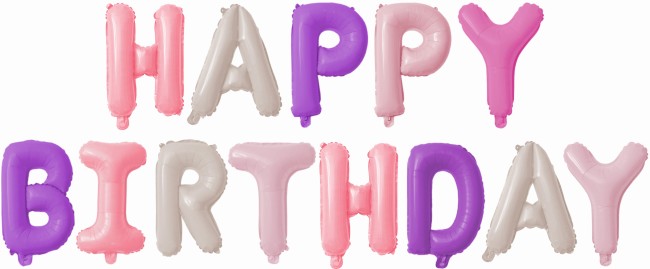 Набор шаров-букв (16"/41 см) Мини-, Надпись "Happy Birthday" для девочки, в упаковке 1 шт.