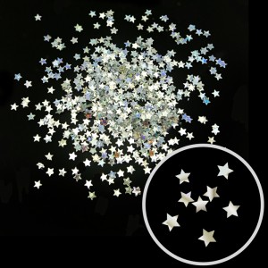Глиттер "Звезды" лазерный Серебряный, 3 мм., 100 г.