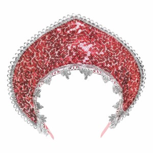 Кокошник-Ободок пайетки красный, 1 шт.