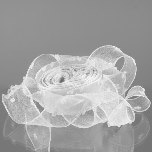 Лента декоративная (2,5 см*9,14 м) Воздушные точки, Белый, 1 шт.