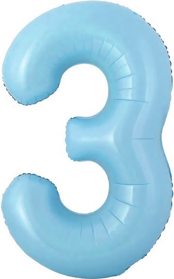 Fa (16"/41 см) Мини-цифра с клапаном, 3, Голубой, 1 шт.