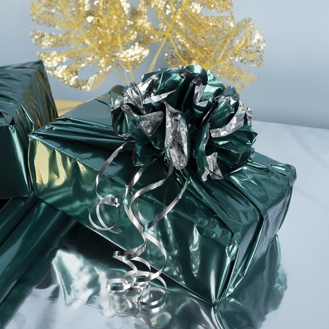 Полисилк (1*20 м) Изумрудный/Серебро, 1 шт.