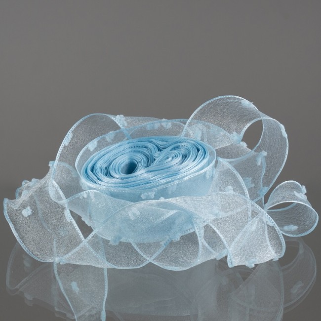 Лента декоративная (2,5 см*9,14 м) Воздушные точки, Голубой, 1 шт.