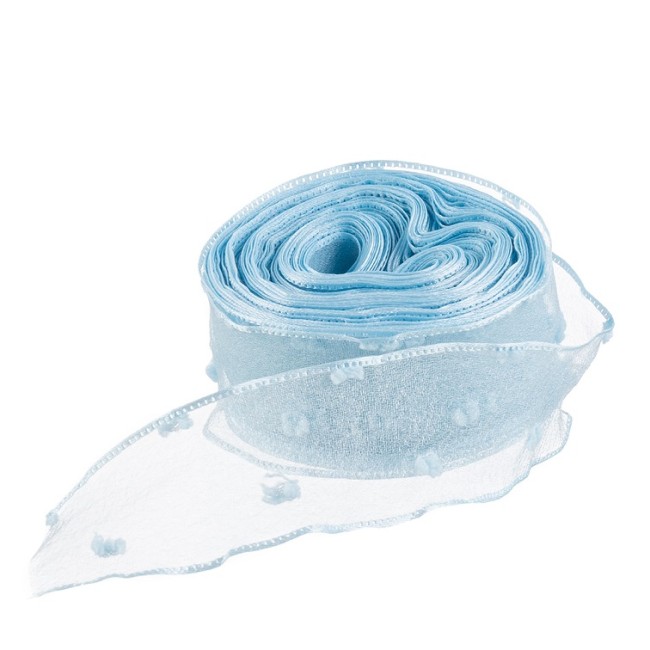 Лента декоративная (2,5 см*9,14 м) Воздушные точки, Голубой, 1 шт.