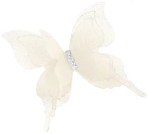 Декоративные бабочки Шифоновые, трехслойные, клеевые точки в компл, Кремовый, 4,5*5 см, 10 шт.