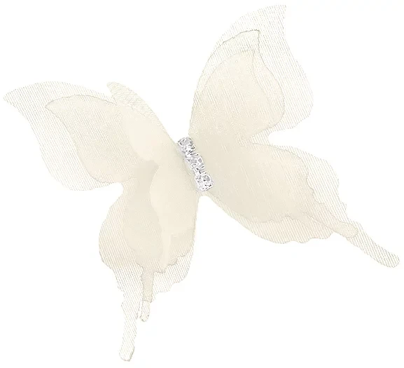 Декоративные бабочки Шифоновые, трехслойные, клеевые точки в компл, Кремовый, 4,5*5 см, 10 шт.