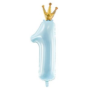 ПД (35.5&quot;/90 см) ЦИФРА 1 с короной Sky Blue, 1 шт.