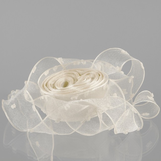 Лента декоративная (2,5 см*9,14 м) Воздушные точки, Кремовый, 1 шт.