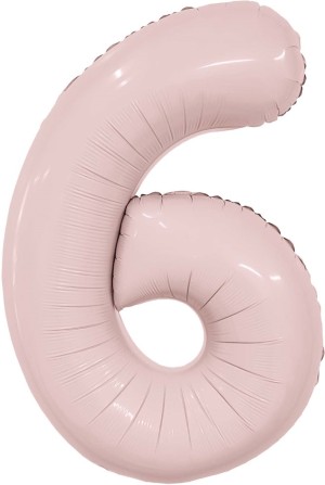 Ag (40''/102 см) Цифра, 6, Slim, Пыльная роза, в упаковке 1 шт.