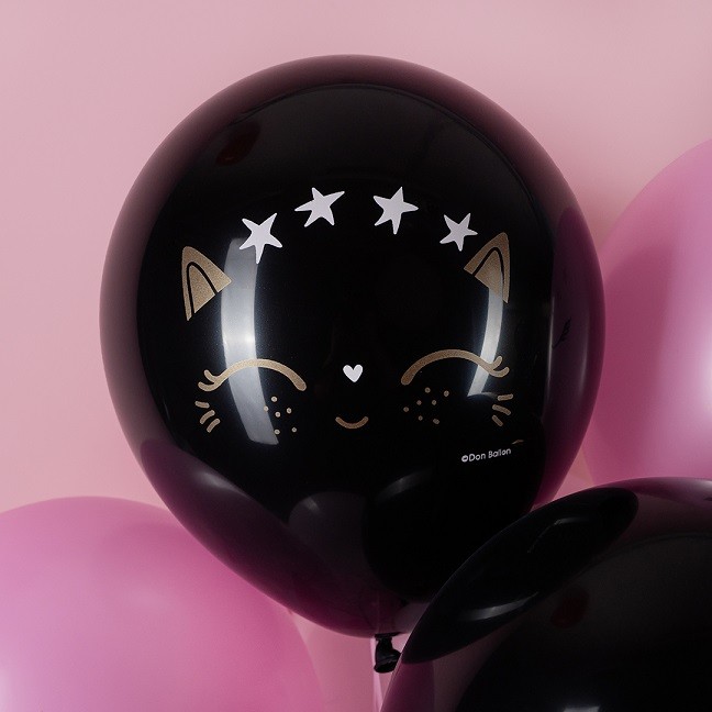 Дб (12''/30 см) Волшебный котенок, Черный/Розовый, пастель, 2 ст, 25 шт.
