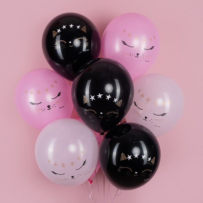 Дб (12''/30 см) Волшебный котенок, Черный/Розовый, пастель, 2 ст, 25 шт.