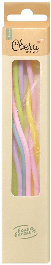 Свечи Воздушные спирали, Ассорти, Макарунс, 0,4*13 + 3 см, 6 шт. с держат.
