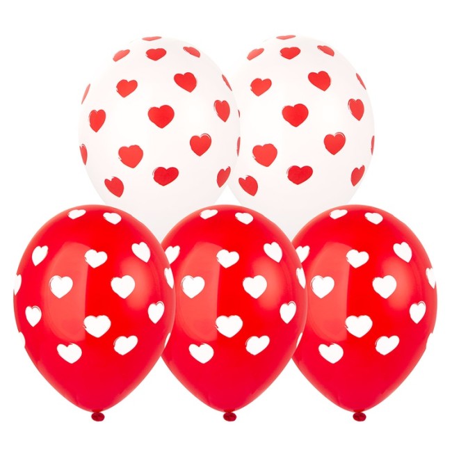 Bb (14''/35 см) Шелкография пастель Сердца браш, 25 шт.