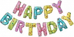 Набор шаров-букв (14''/36 см) Мини-Надпись ''Happy Birthday'', Веселые картинки, 1 шт. в упак.