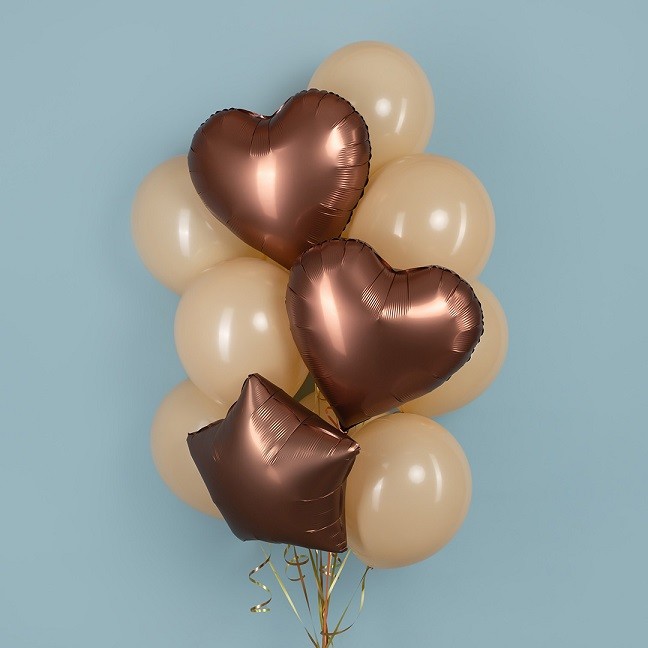 Fa (18''/46 см) Сердце, Шоколад, Сатин, 1 шт.