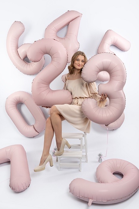 Fm (40''/102 см) Цифра, 8 Slim, Пыльная роза, Сатин, 1 шт. в уп.