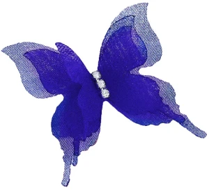 Декоративные бабочки Шифоновые, трехслойные, клеевые точки в компл, Синий, 4,5*5 см, 10 шт.