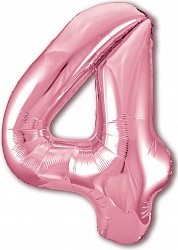 Ag (40''/102 см) Цифра, 4, Slim, Розовый, в упаковке 1 шт.
