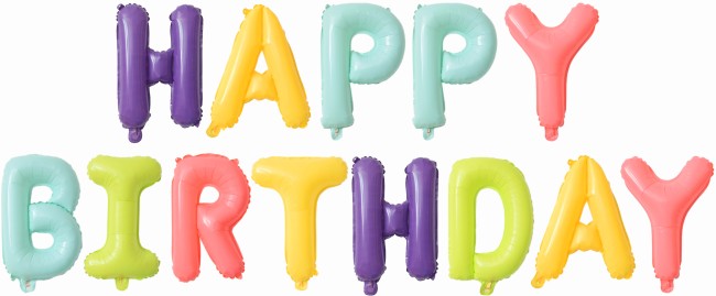 Набор шаров-букв (16''/41 см) Мини-Надпись "Happy Birthday", Макарунс, Ассорти, в упаковке 1 шт.