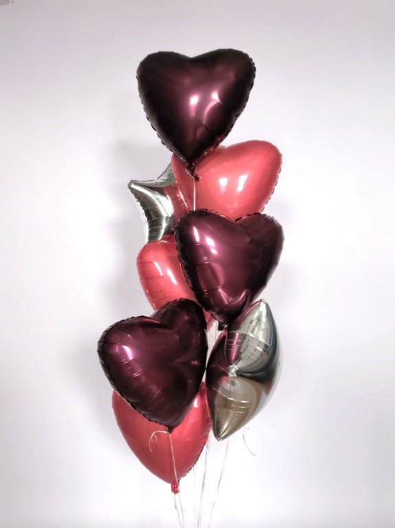 Ag (19''/48 см) Сердце, Темная вишня, 1 шт.