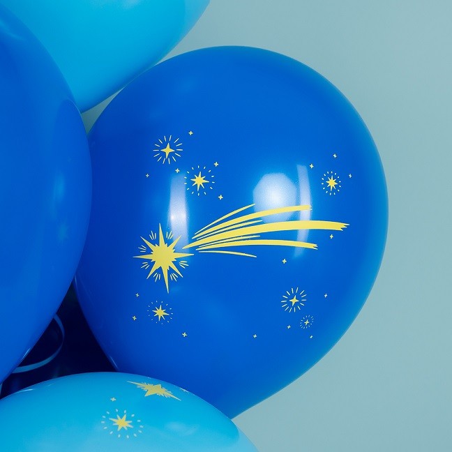 Дб (12''/30 см) С Днем Рождения! (золотые звезды), Ассорти, пастель, 5 ст, 25 шт.