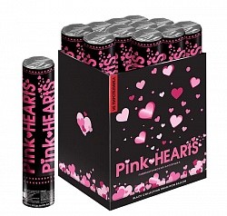 Пневмохлопушка (12''/30 см), Металлизированные сердца, Розовый, 1 шт.