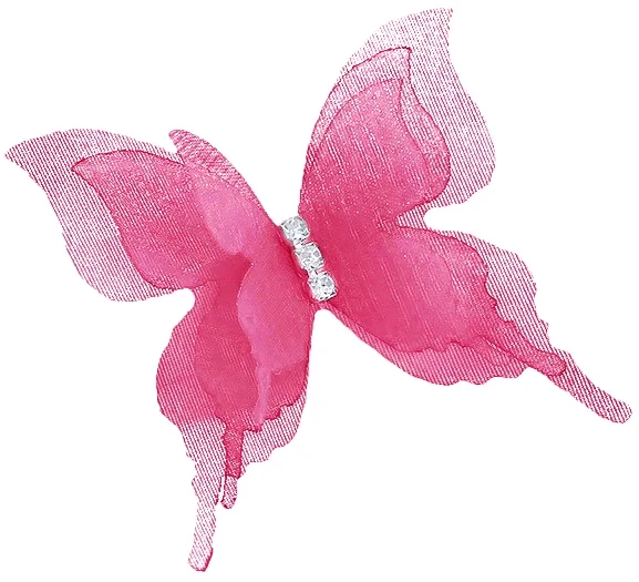 Декоративные бабочки Шифоновые, трехслойные, клеевые точки в компл, Фуксия, 4,5*5 см, 10 шт.