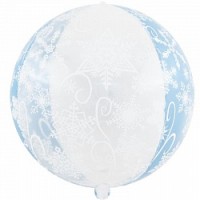 Fa (22''/56 см) Сфера 3D, Снежинки, Голубой/Прозрачный, 1 шт.