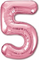Ag (40''/102 см) Цифра, 5, Slim, Розовый, в упаковке 1 шт.