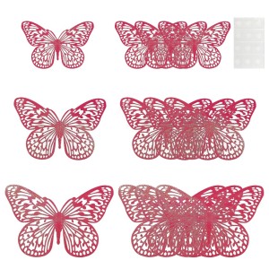 Наклейки Нежные бабочки, Фуксия, Голография, 8-12 см*4 шт, 12 шт, 1 упак. Наклейки Нежные бабочки, Фуксия, Голография, 8-12 см*4 шт, 12 шт, 1 упак.