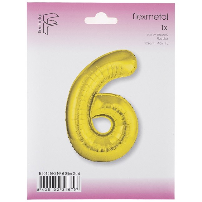 Fm (40''/102 см) Цифра, 6 Slim, Золото, 1 шт. в уп.