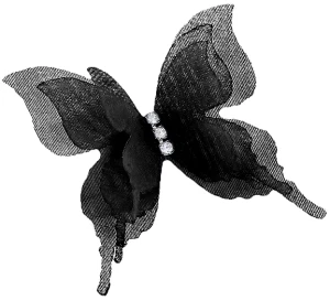 Декоративные бабочки Шифоновые, трехслойные, клеевые точки в компл, Черный, 4,5*5 см, 10 шт.