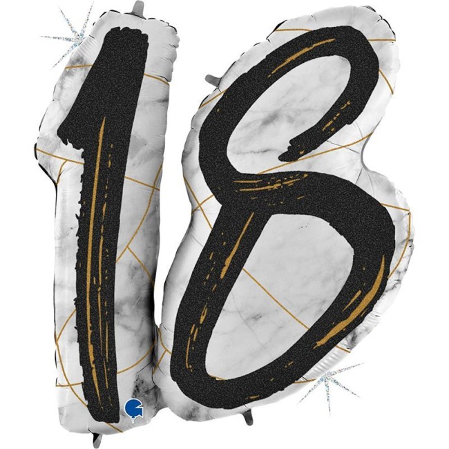 Gr (38"/96 см) Цифра "18" Мрамор Черный, 1 шт.