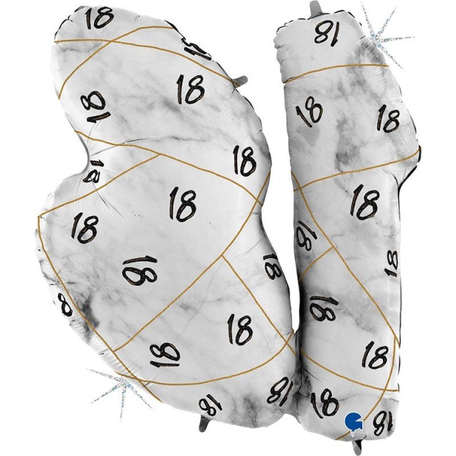 Gr (38"/96 см) Цифра "18" Мрамор Черный, 1 шт.