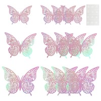 Наклейки Волшебные бабочки, Белый, Голография, 8-12 см*4 шт, 12 шт, 1 упак.