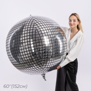 Fa 3D (60''/152 см) Сфера, Диско, Серебро, 1 шт. в уп.