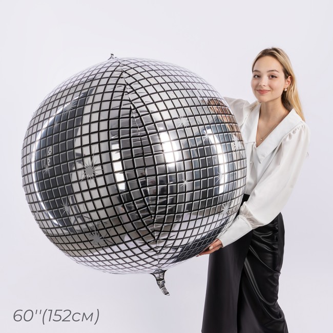 Fa 3D (60''/152 см) Сфера, Диско, Серебро, 1 шт. в уп.