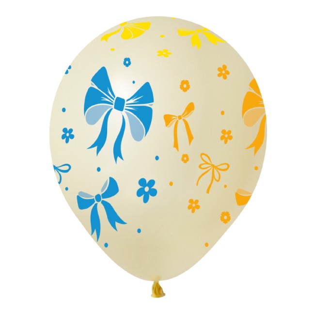 Вп (12''/30 см) Бантики, Ассорти Пастель, 5 ст., 50 шт.