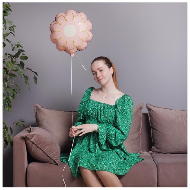 Вз (21''/53 см) ФИГУРА Цветок Ромашка розовая с золотом, в уп. 1 шт.