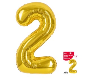 Fa (40''/102 см) Цифра, 2, Золото, 1 шт. в уп.