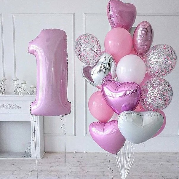 Fm (40''/102 см) Цифра, 1, Пастель розовый, 1 шт.