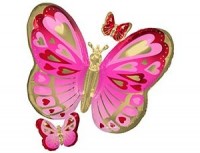 Аn (29''/73 см) Фигура, Бабочки сердца Pink/Gold/Red, 1 шт.