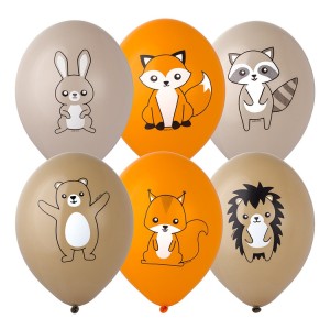 Bb (14''/35 см) Шар с рисунком 14" Лесные зверюшки 2цв, 50 шт.