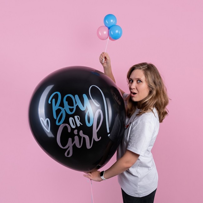 Дб (36''/91 см) Гендер Пати, с конфетти, Черный, пастель, 1 шт. в уп.