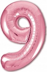 Ag (40''/102 см) Цифра, 9, Slim, Розовый, в упаковке 1 шт.
