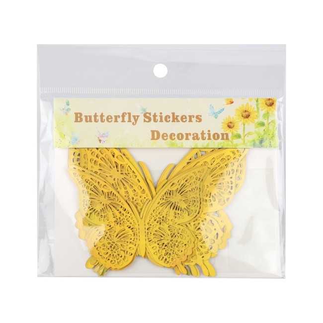 Наклейки Волшебные бабочки, Золото, Голография, 8-12 см*4 шт, 12 шт, 1 упак.
